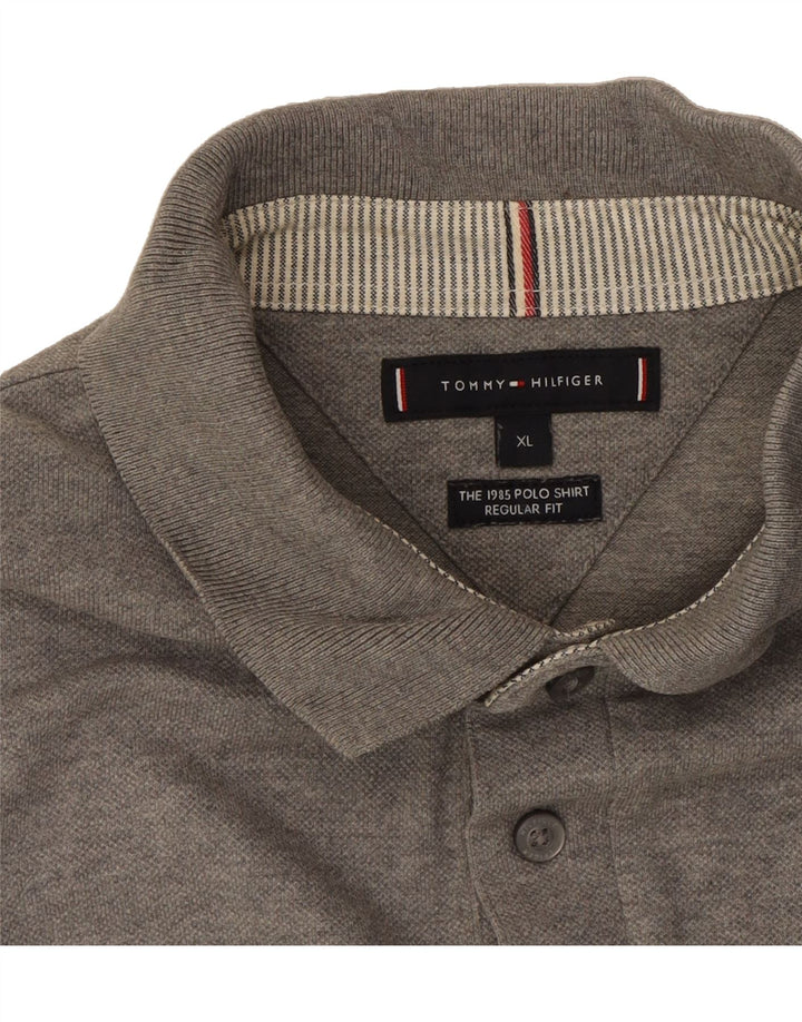 TOMMY HILFIGER Mens Regular Fit Polo Shirt XL Grey Cotton Vintage Tommy Hilfiger and Second-Hand Tommy Hilfiger from Messina Hembry 