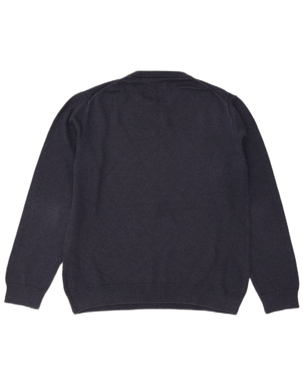Suéter masculino Gant com gola redonda, grande algodão azul marinho
