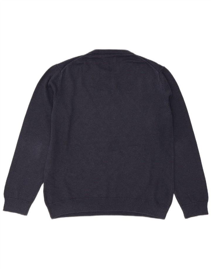 Suéter masculino Gant com gola redonda, grande algodão azul marinho