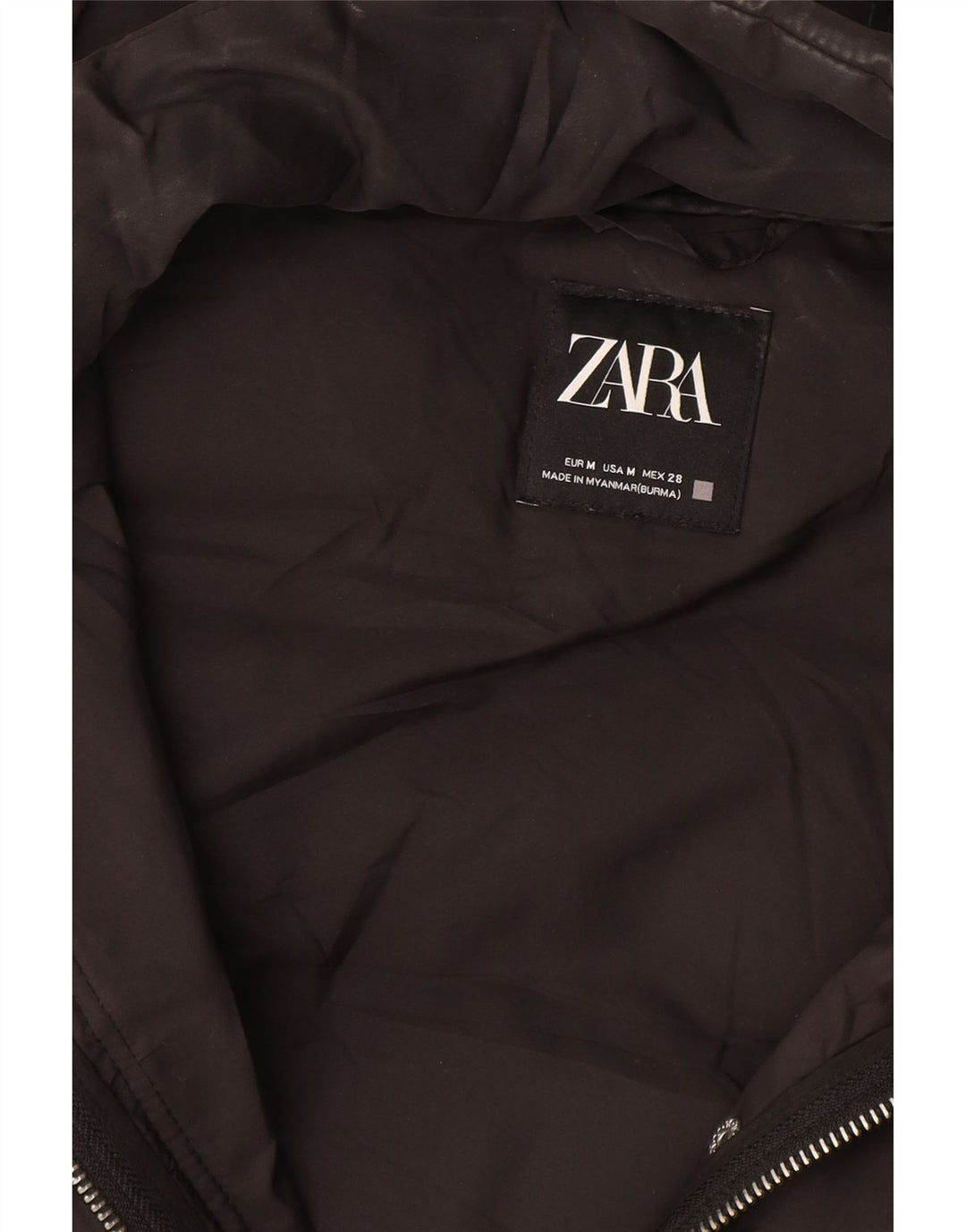 Colete acolchoado com capuz feminino Zara UK 14 médio preto