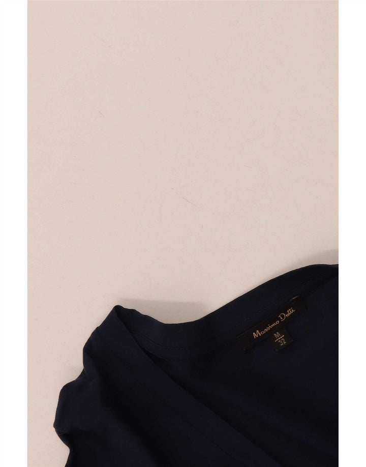 Blusa feminina Massimo Dutti manga 3/4 Reino Unido 12 médio azul marinho