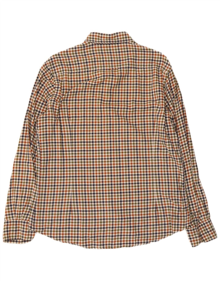 Camisa masculina Massimo Dutti grande algodão xadrez multicolorido