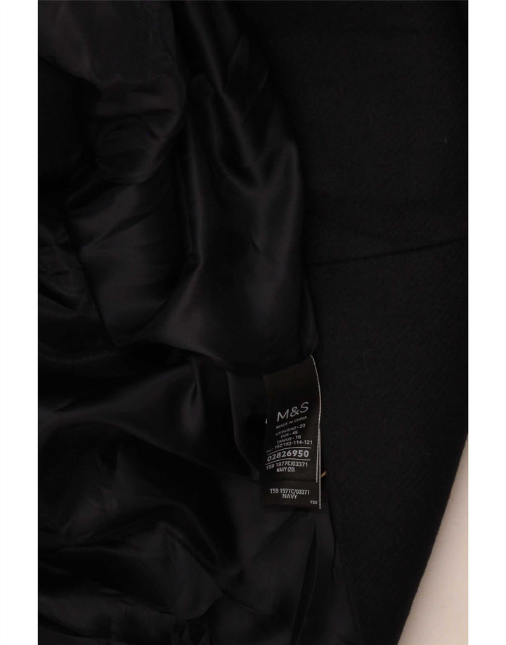 Zara Womens Pea Coat UK 20 2XL Poliéster Azul Marinho