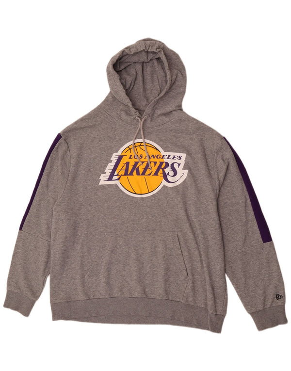 Suéter com capuz gráfico New Era masculino Los Angeles Lakers 2XL cinza bloco colorido