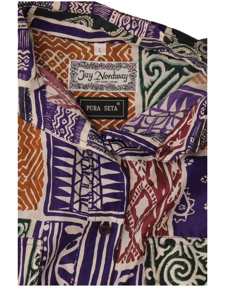 Blusa feminina vintage UK 16 patchwork grande multicolorido