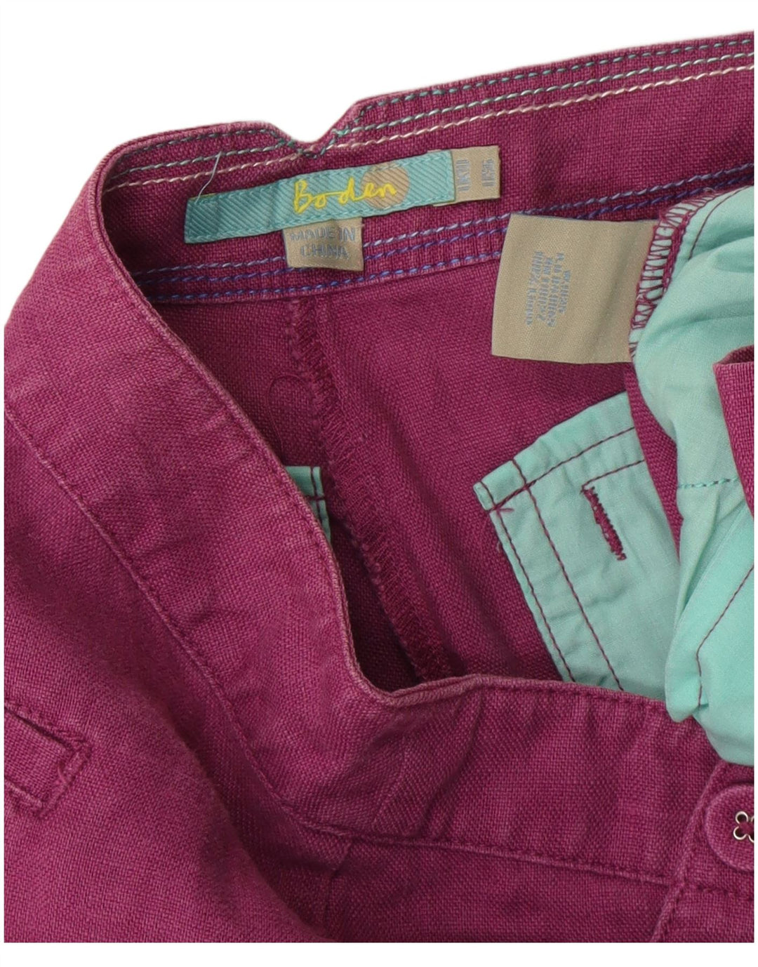 Shorts casuais femininos BODEN UK 10 pequenos W29 linho roxo