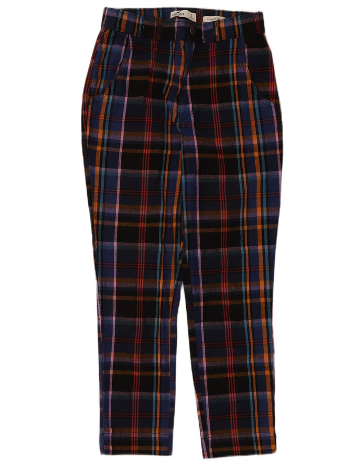 Calça cropped feminina Hollister pequena W27 L25 xadrez multicolorida