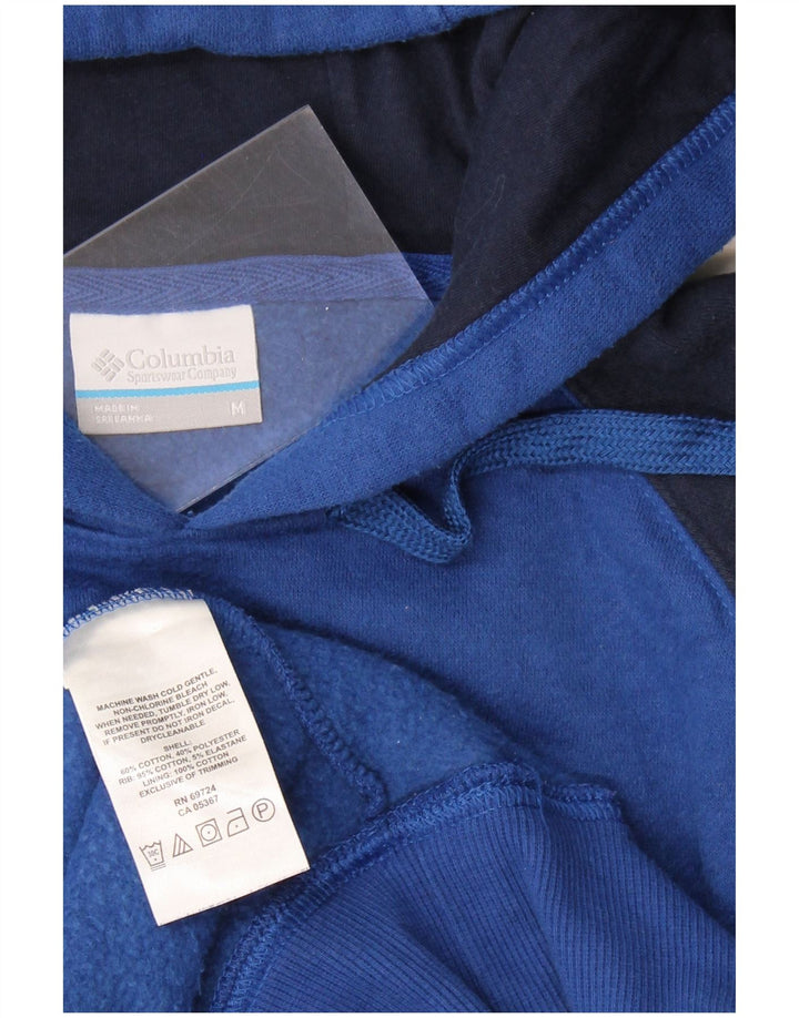 Suéter com capuz masculino COLUMBIA médio azul colorblock algodão