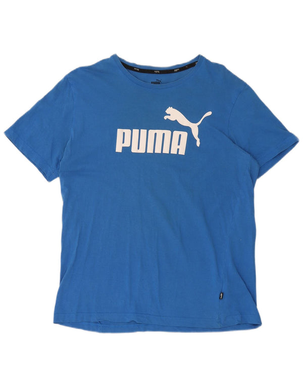 Camiseta feminina Puma de manga curta com estampa gráfica UK 16 grande algodão azul