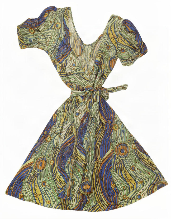 Vestido feminino vintage IT 48 XL listrado multicolorido