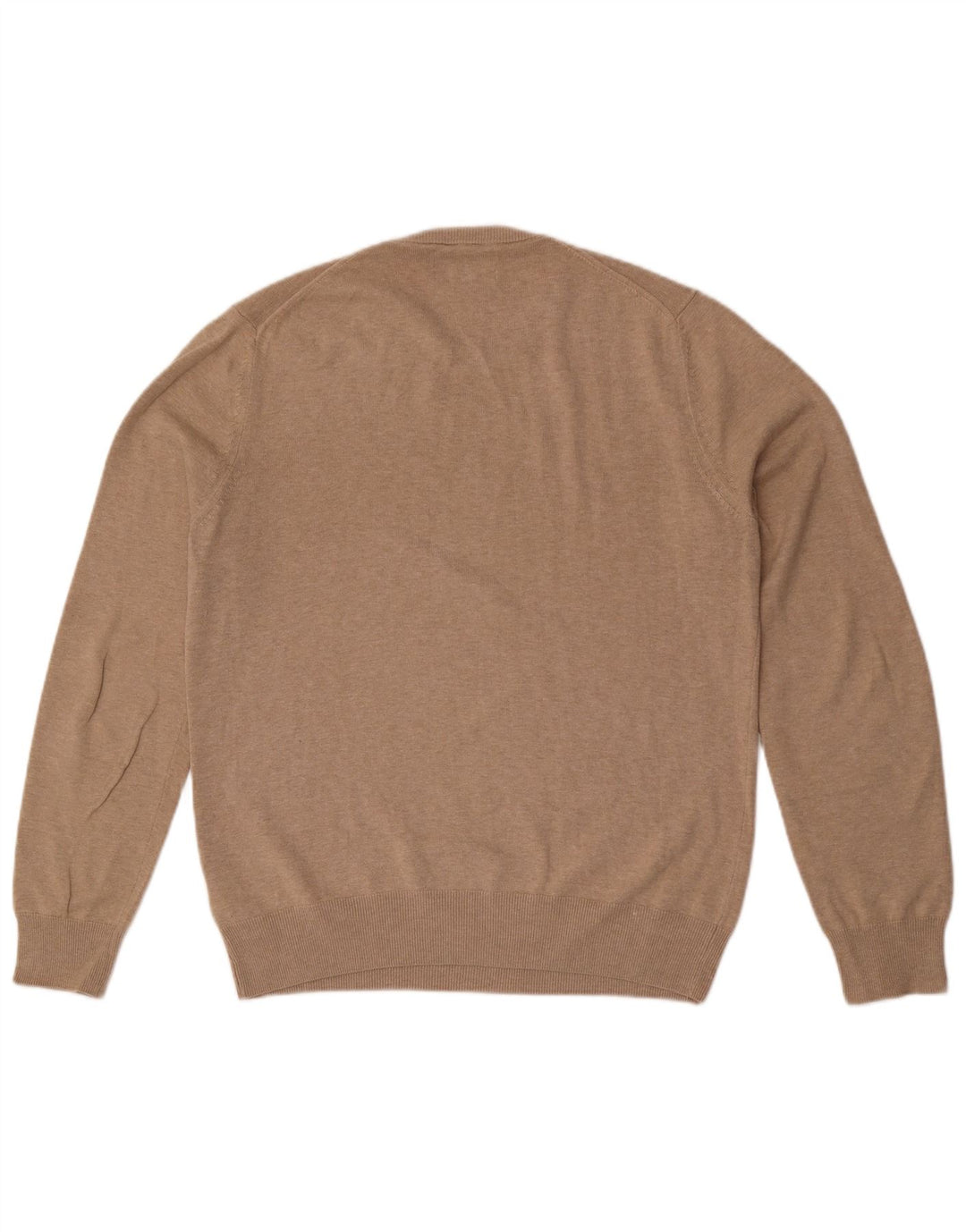 Suéter masculino Marks & Spencer com gola redonda, algodão bege médio