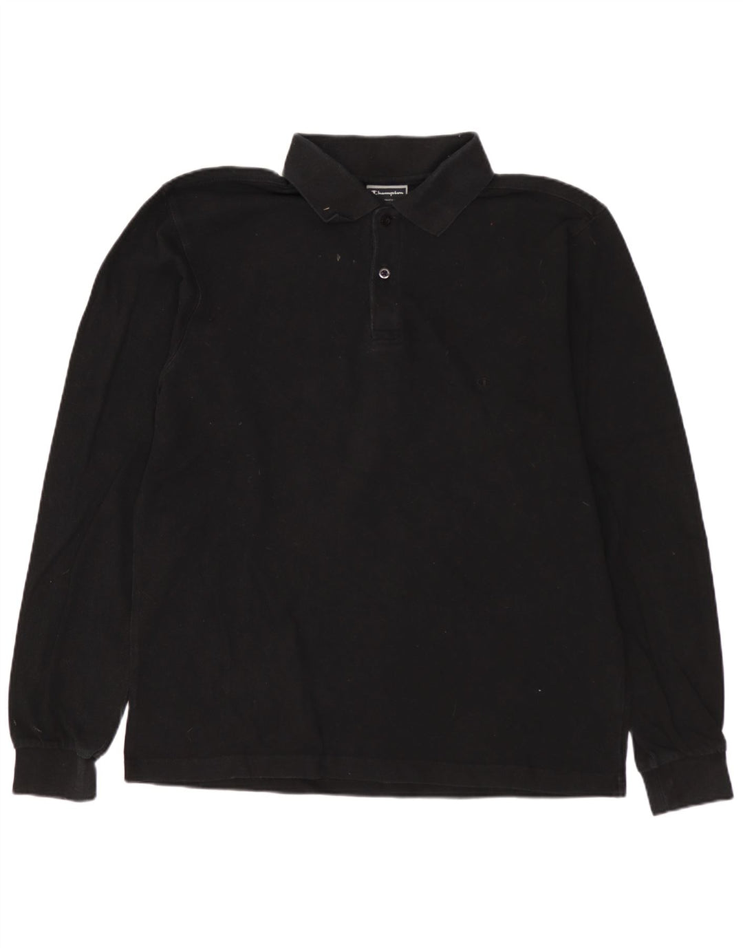 Camisa polo masculina de manga comprida CHAMPION algodão preto médio
