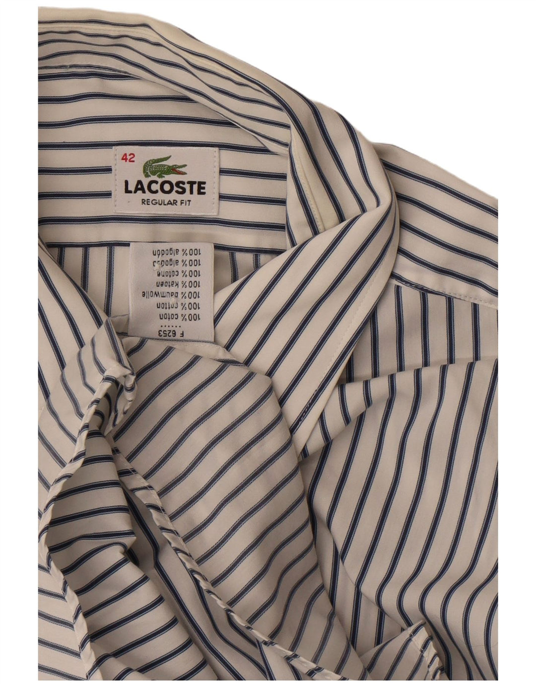 Camisa masculina Lacoste manga curta regular fit tamanho 42 listra branca grande