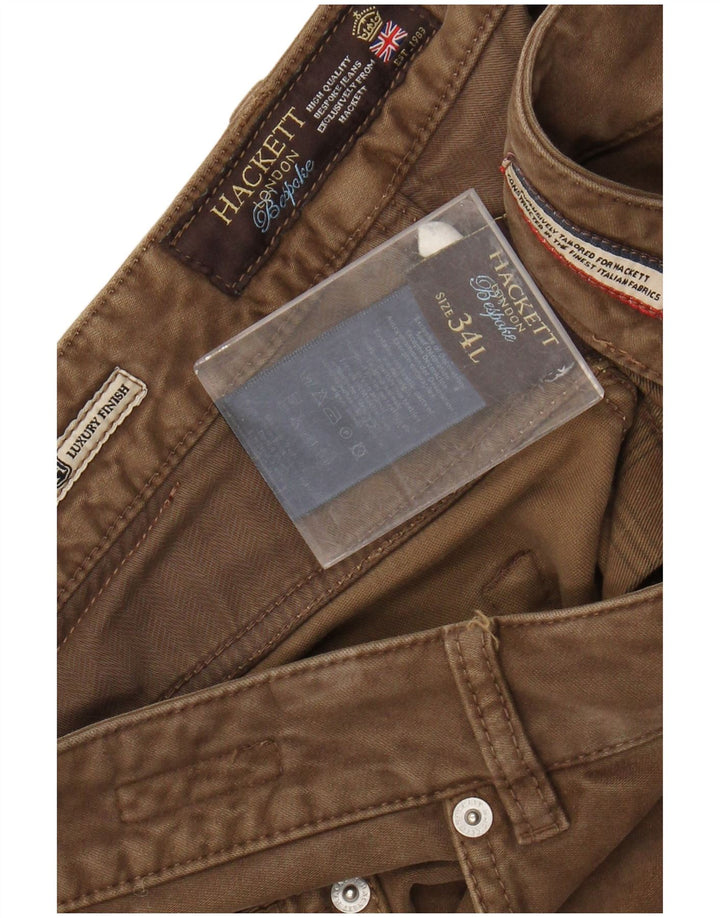 HACKETT Calça masculina casual slim W34 L34 algodão marrom