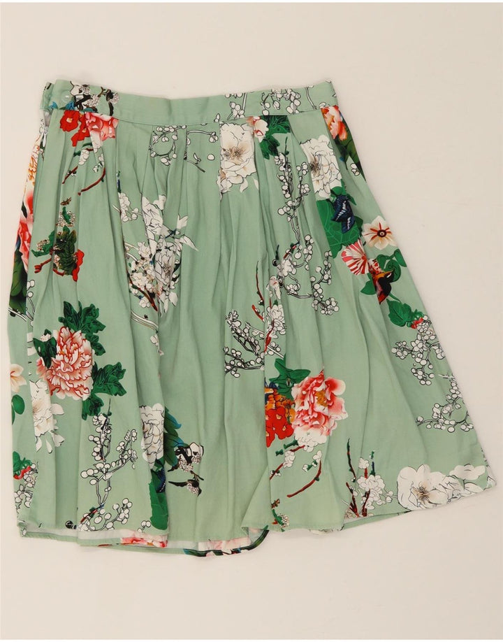 VINTAGE Womens Flared Skirt Medium W30  Green Floral Vintage Vintage and Second-Hand Vintage from Messina Hembry 