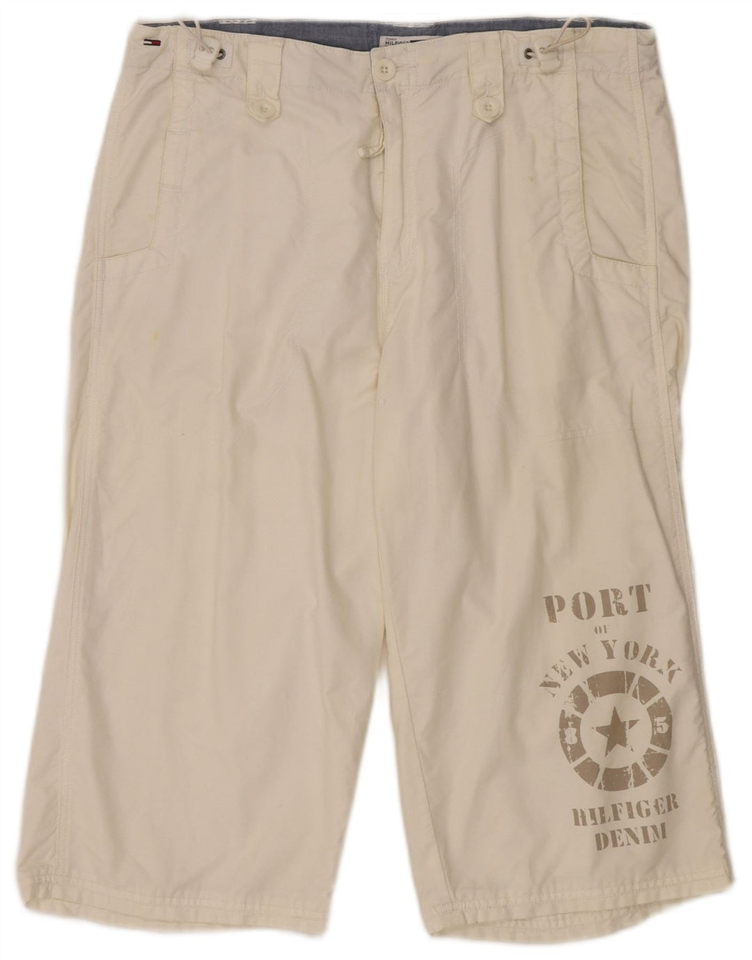 Bermuda masculina TOMMY HILFIGER com estampa gráfica média W32 algodão branco