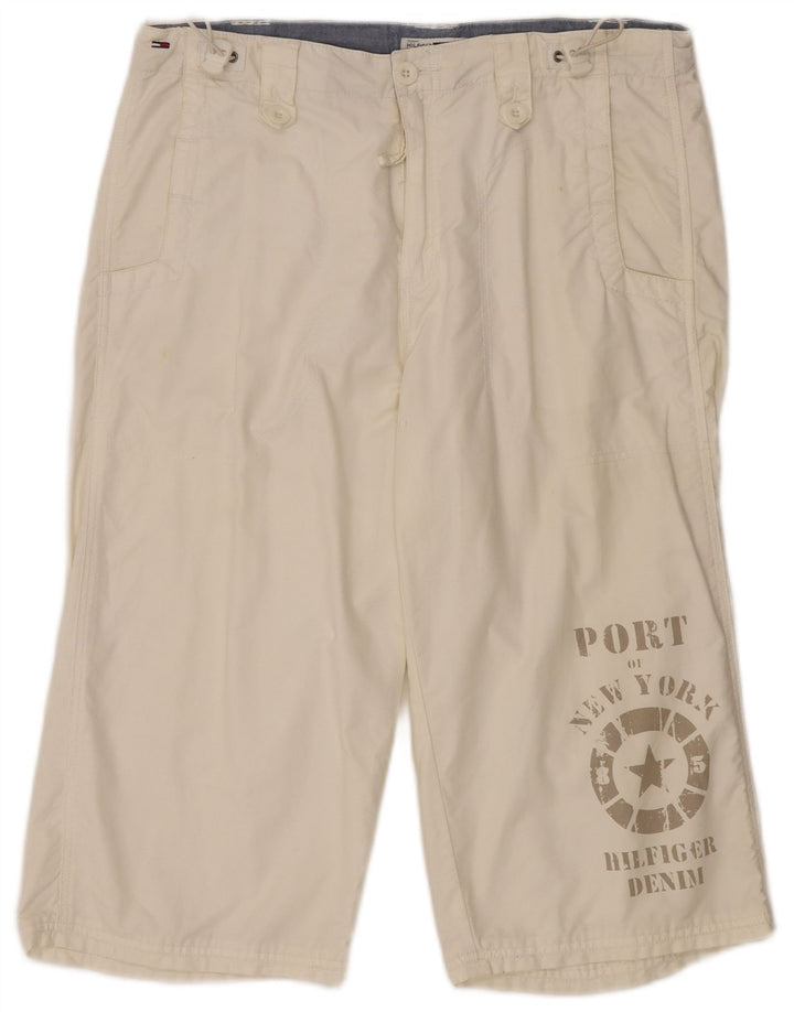 Bermuda masculina TOMMY HILFIGER com estampa gráfica média W32 algodão branco