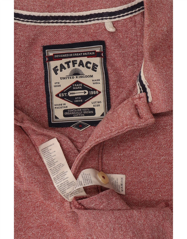 Camisa polo masculina Fat Face algodão manchado vermelho médio