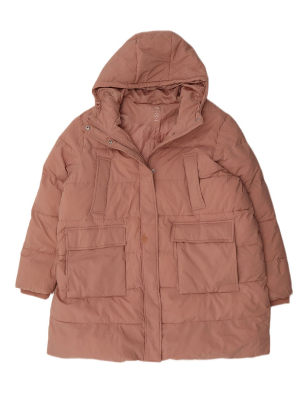 Casaco acolchoado com capuz feminino Marks & Spencer Reino Unido 24 4XL poliéster rosa