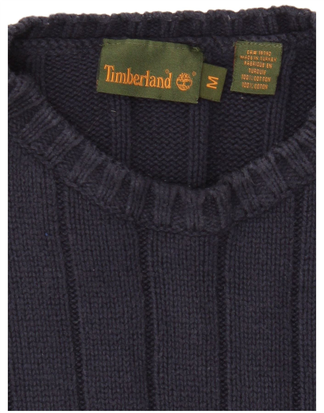 Suéter masculino Timberland com gola redonda, algodão azul marinho médio