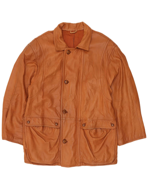 Casaco de couro masculino VINTAGE IT 54 2XL couro marrom