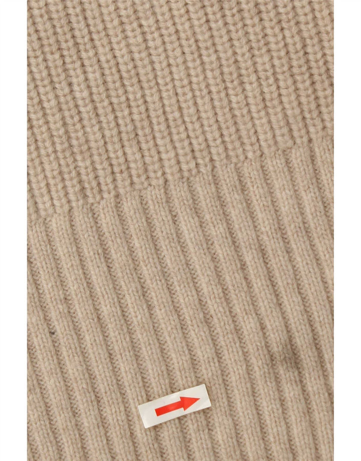 Suéter feminino Zara com gola tartaruga grande, Reino Unido 10, lã bege pequena