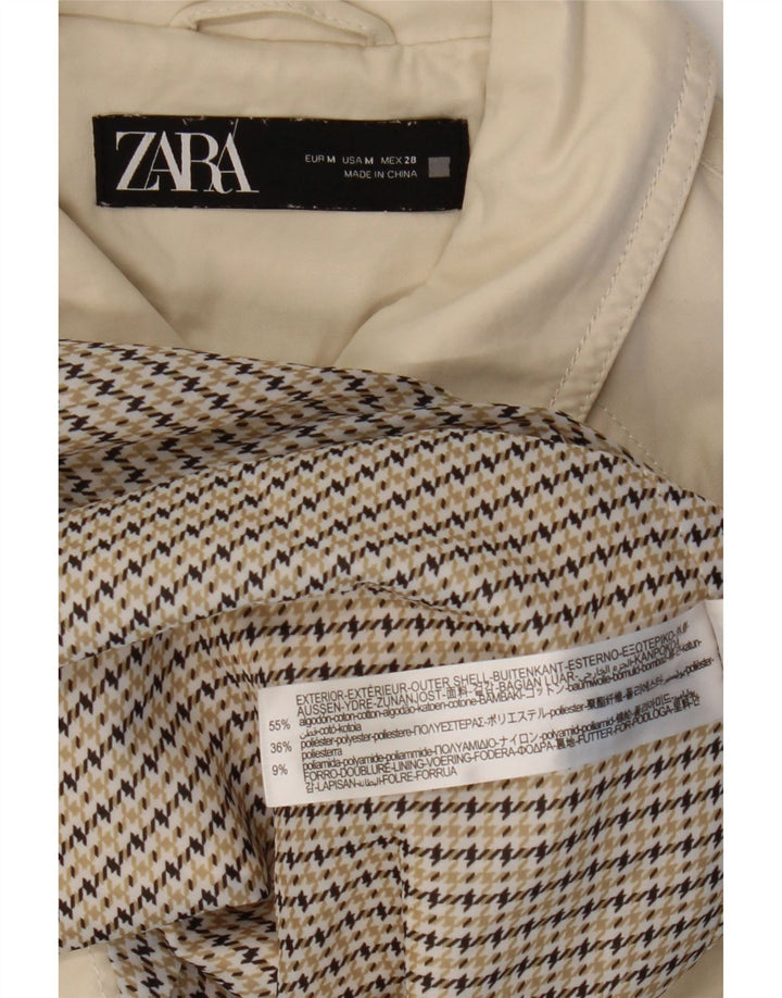 Zara Womens Trench Coat UK 14 Algodão Bege Médio