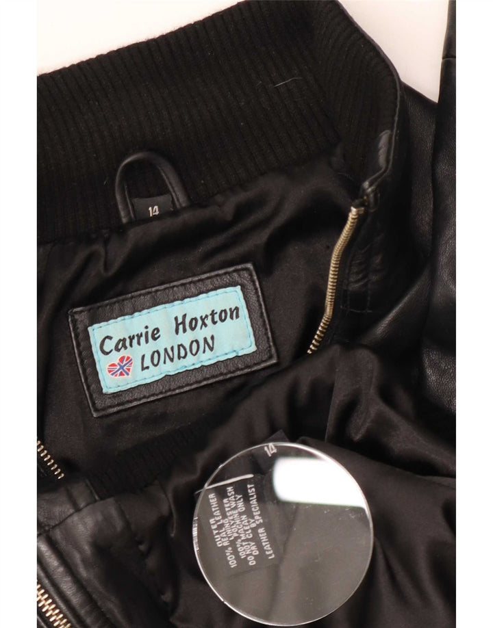 Jaqueta de couro feminina Carrie Hoxton Reino Unido 14 médio preto