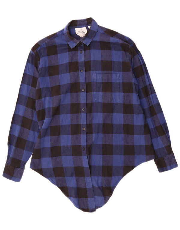 Camisa de flanela assimétrica oversized feminina barata segunda-feira Reino Unido 6 XS azul guingão