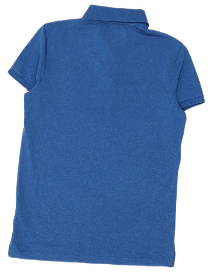 Camisa polo masculina Hollister de algodão azul pequeno