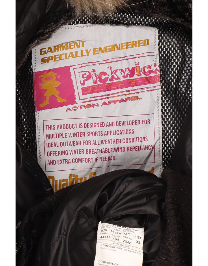 Jaqueta feminina acolchoada com capuz PICKWICK UK 18 XL preto nylon