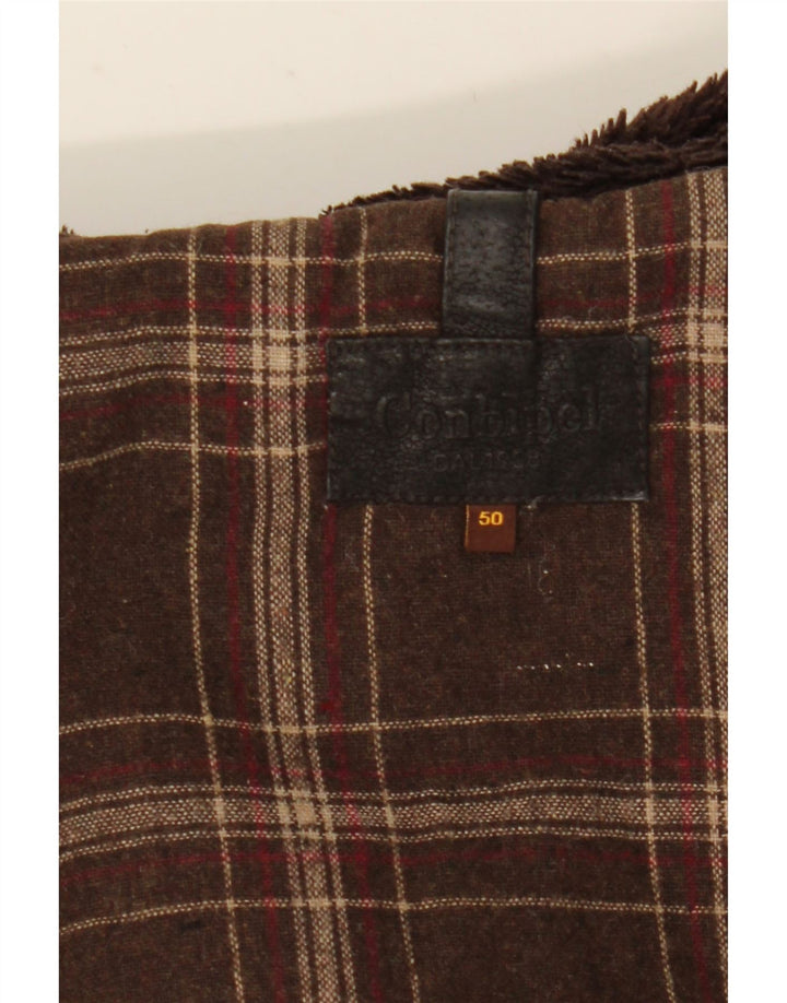 Jaqueta masculina de couro com capuz Conbipel IT 50 couro marrom médio