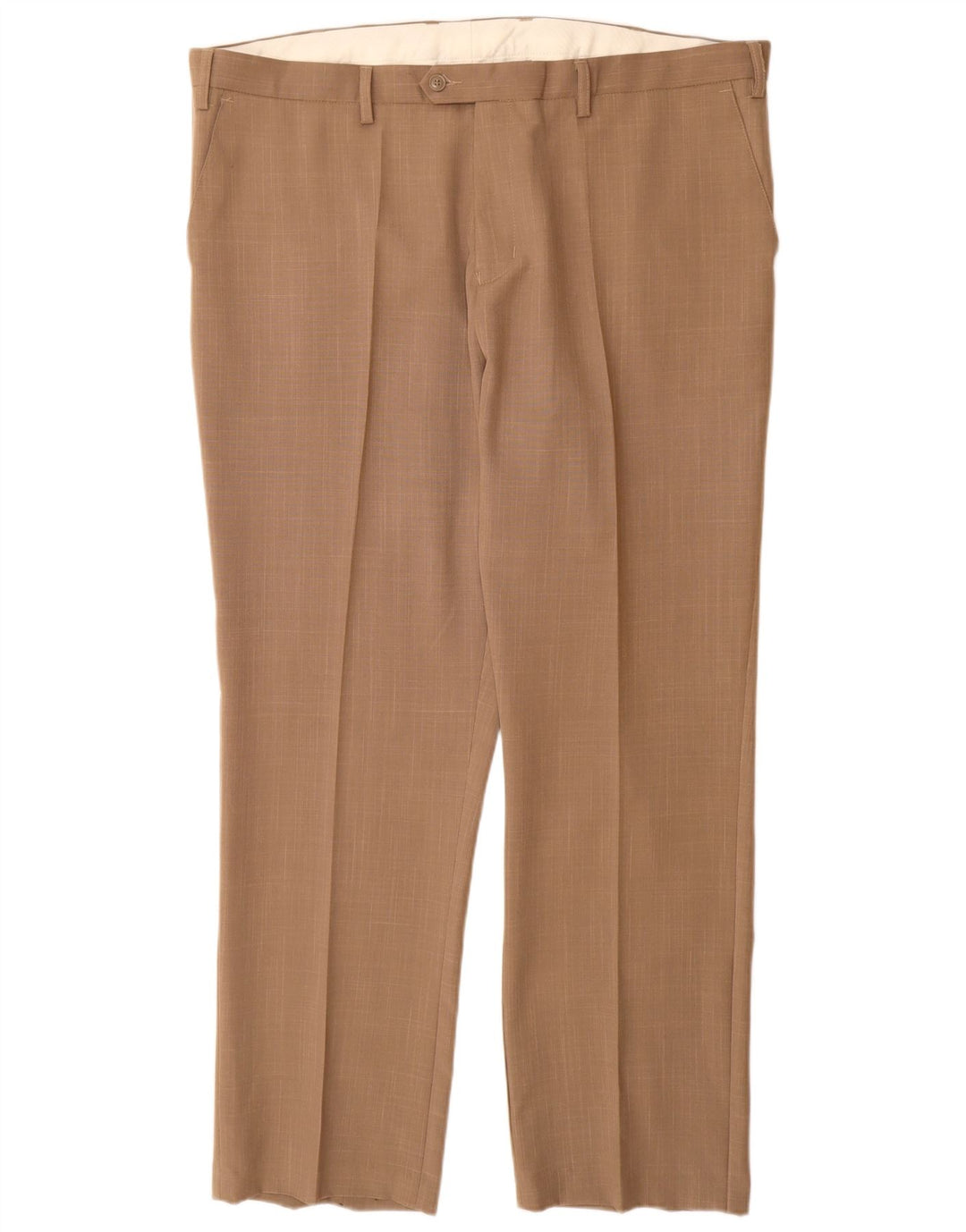 Calça masculina de terno reto COTTON TRADERS W42 L31 poliéster bege