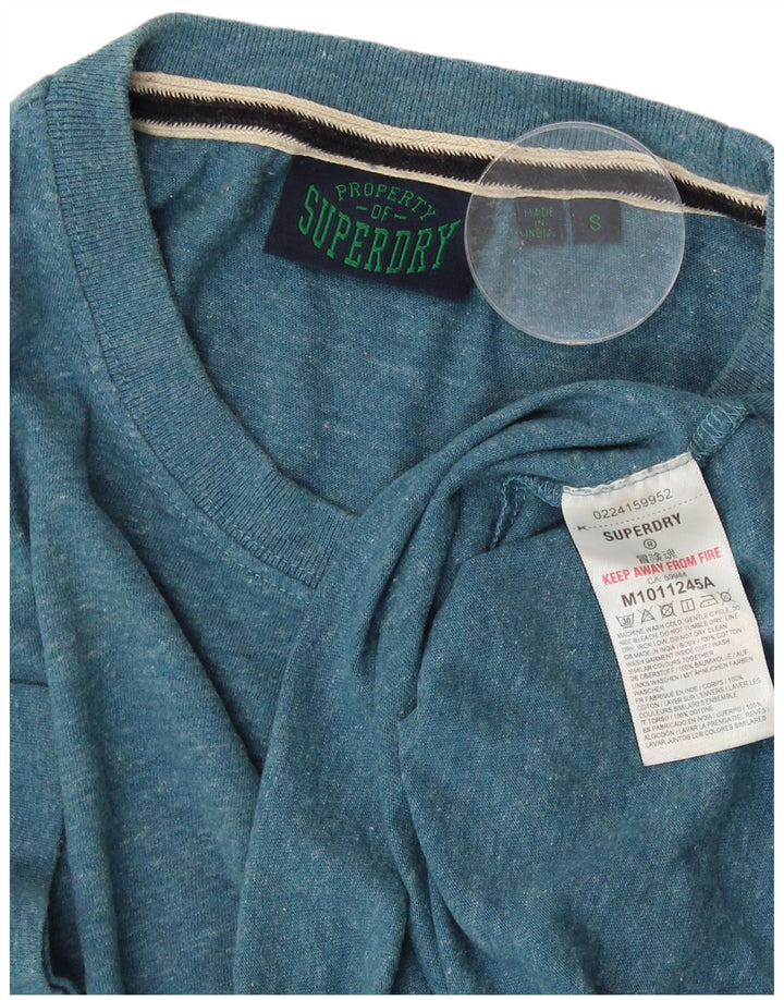 Camiseta masculina SUPERDRY top pequeno algodão manchado azul