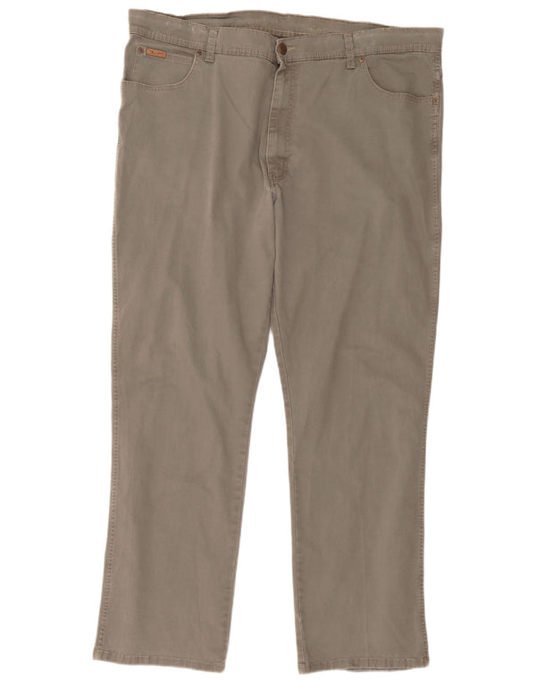 Wrangler Mens Texas Stretch Calça Casual Reta W42 L32 Algodão Cinza