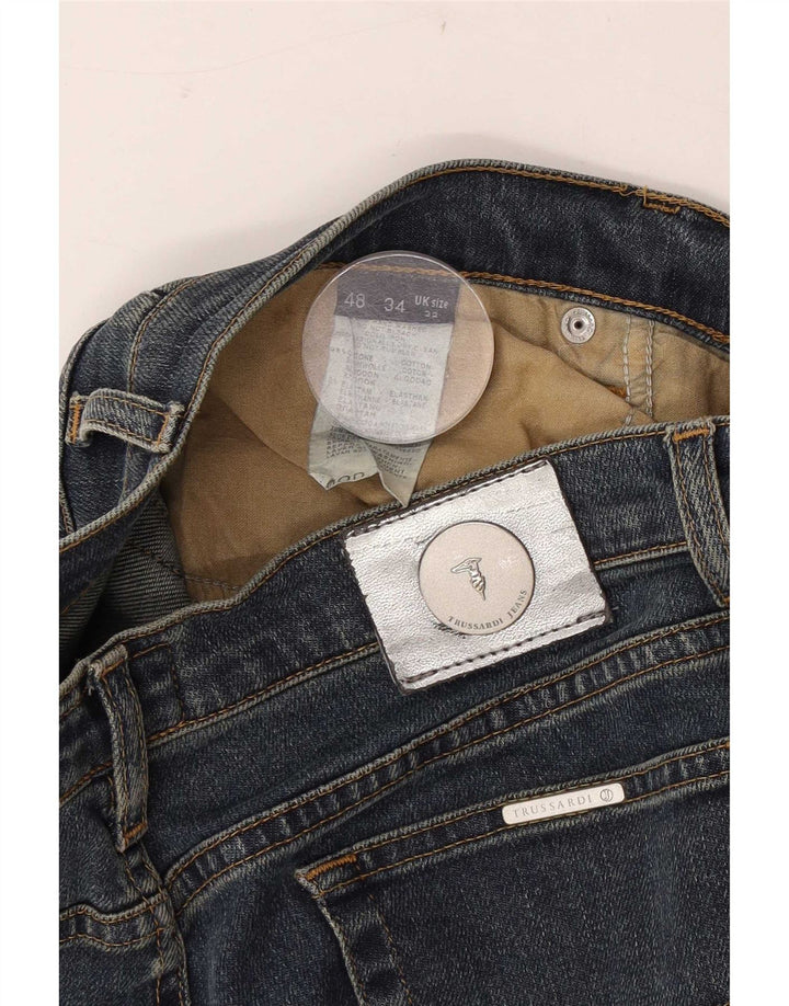 Jeans femininos Trussardi Bootcut W32 L30 algodão azul