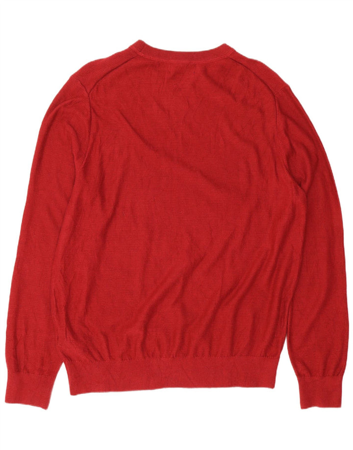 Suéter masculino Nautica com ajuste regular e gola redonda, algodão vermelho médio