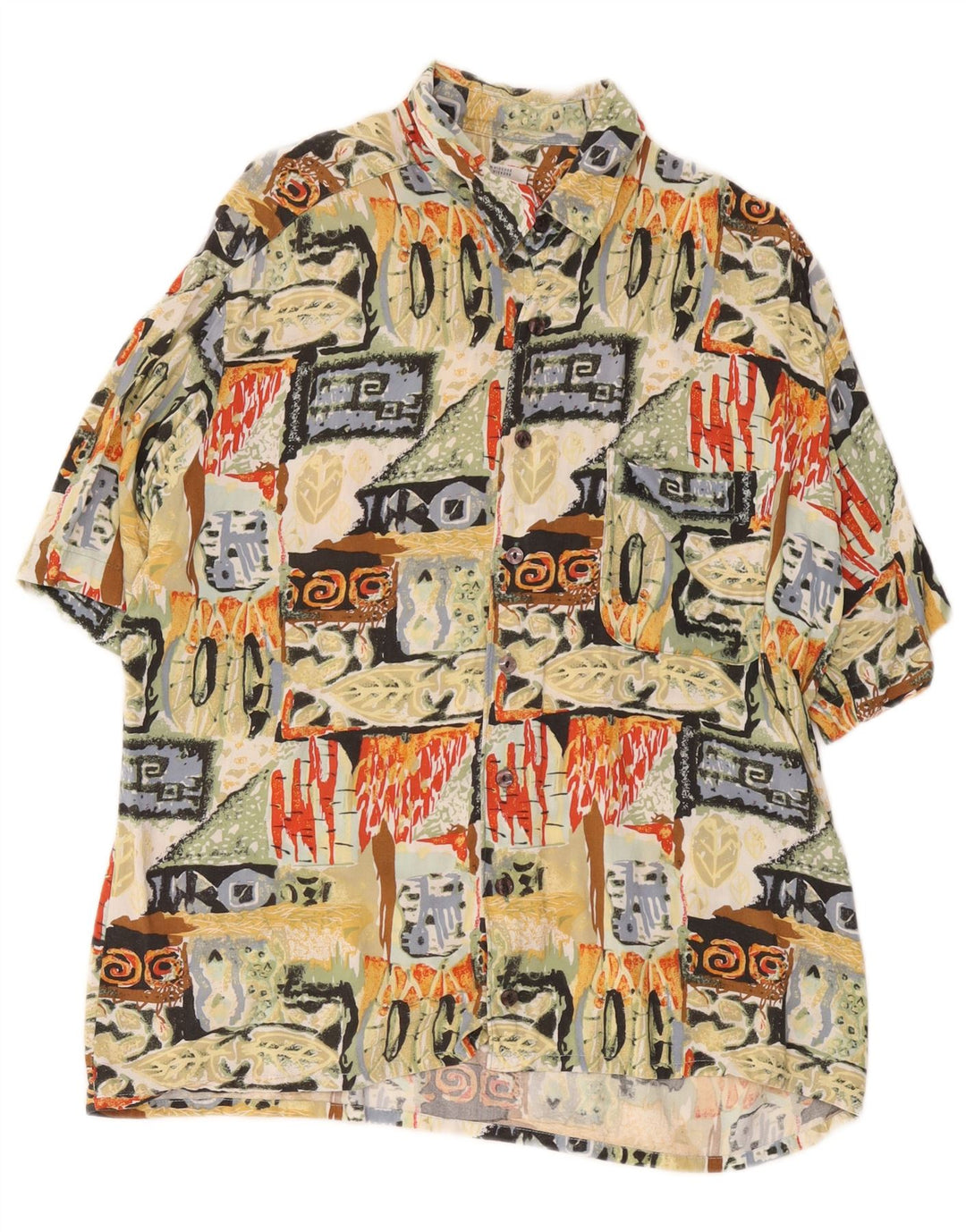 Camisa masculina de manga curta C&A grande viscose geométrica multicolorida