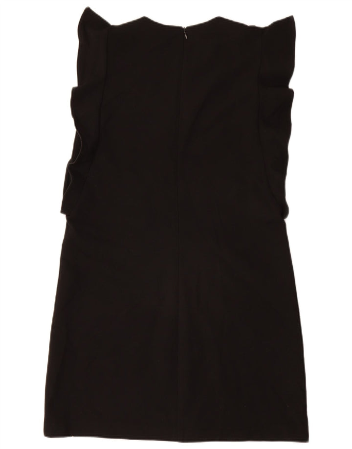 ZARA Vestido feminino sem mangas com bainha UK 12 Médio Preto