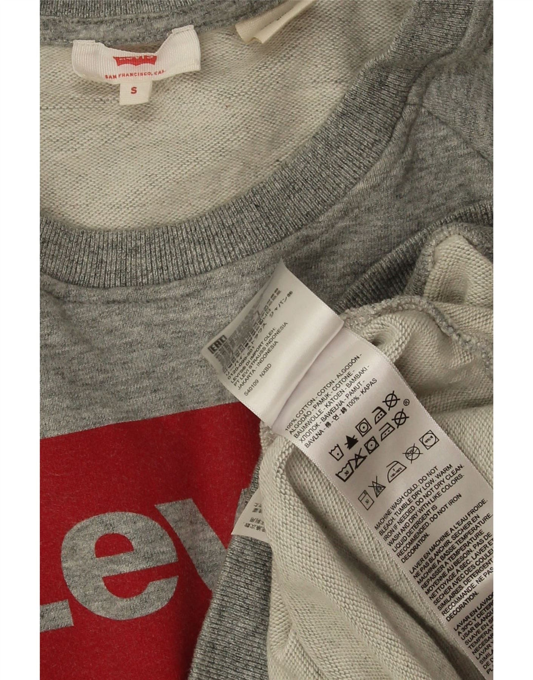 Moletom feminino Levi's com estampa oversized, Reino Unido 10, pequeno, cinza, algodão
