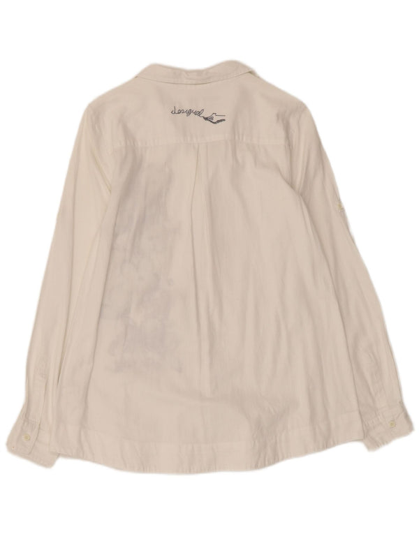 Camisa gráfica feminina DESIGUAL UK 10 pequeno algodão floral branco