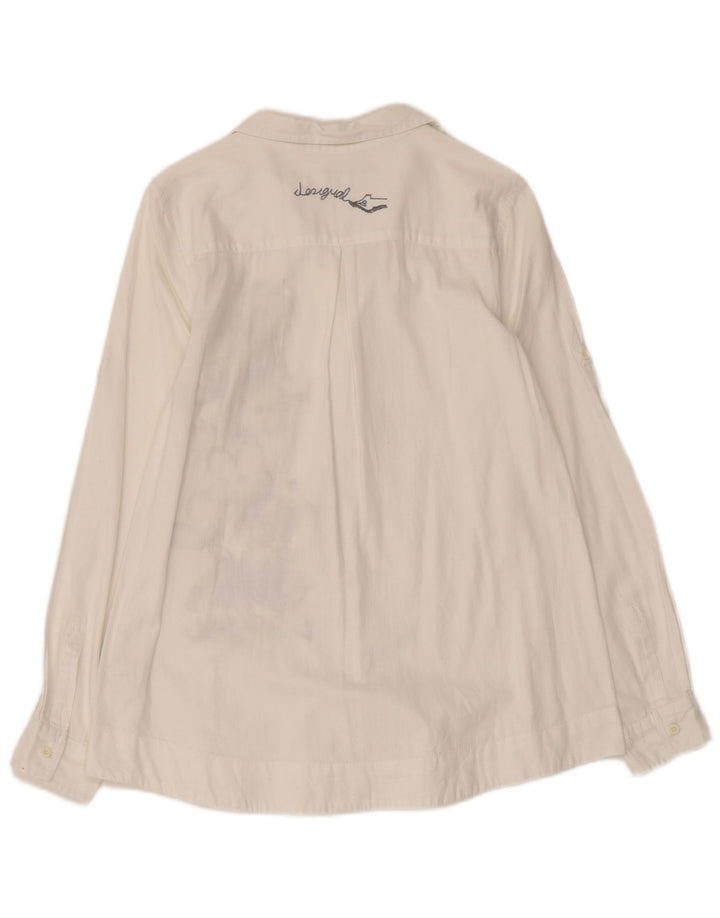 Camisa gráfica feminina DESIGUAL UK 10 pequeno algodão floral branco