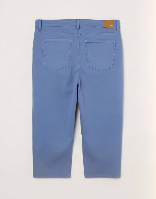 Calça capri feminina de cintura alta Marks & Spencer UK 22 3XL W40 L22 azul