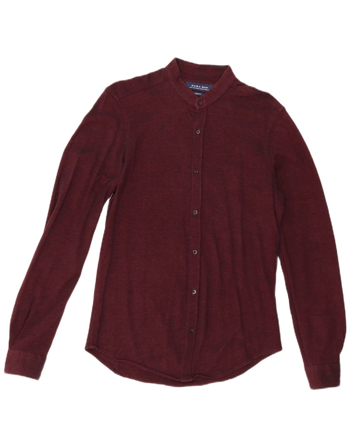Zara Camisa Slim Fit Masculina Pequena Marrom