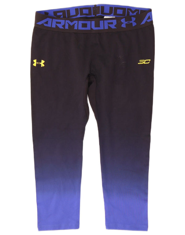 Under Armour Womens Heat Gear Crop Leggings Reino Unido 20 2XL Preto Colourblock