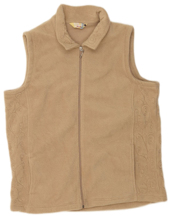 Colete de lã feminino Alice Collins UK 18 XL poliéster bege