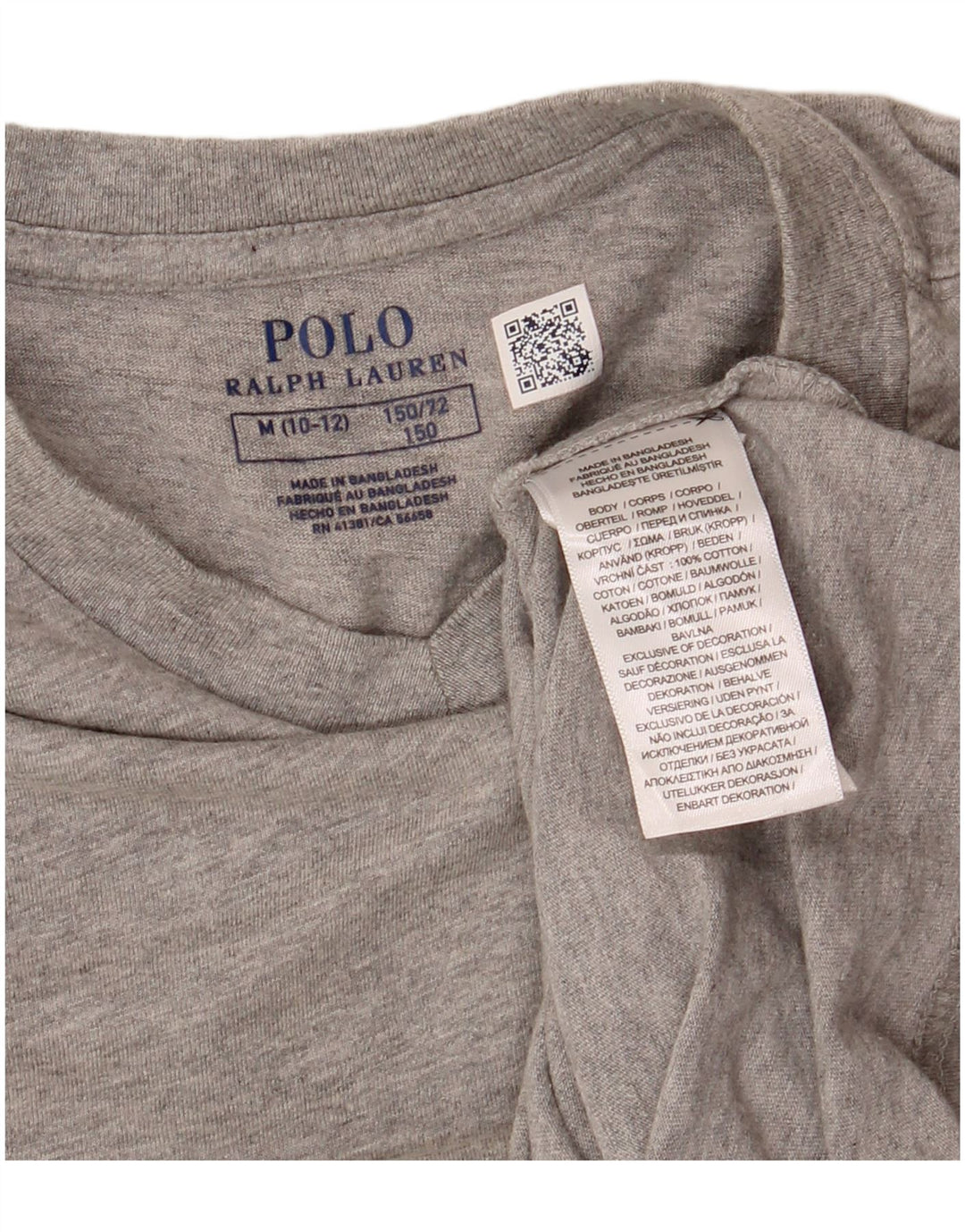 Camiseta feminina POLO RALPH LAUREN 8-9 anos algodão manchado cinza médio