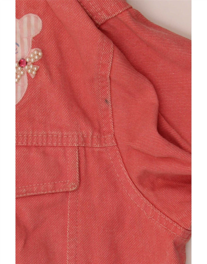 Jaqueta jeans feminina vintage Teddy Bear gráfica IT 42 algodão rosa médio