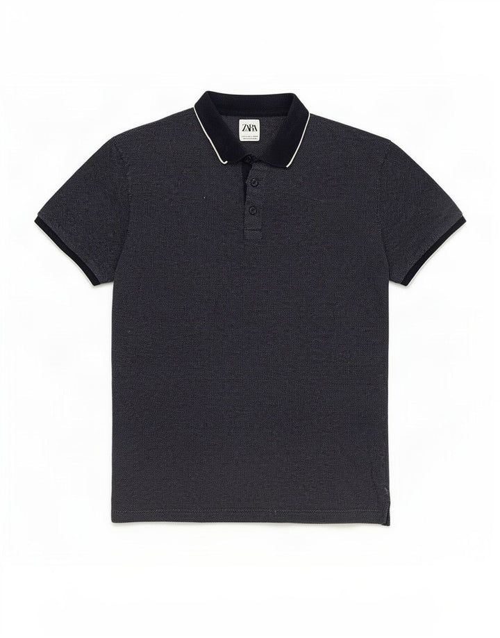 Zara Camisa polo masculina grande azul marinho manchada