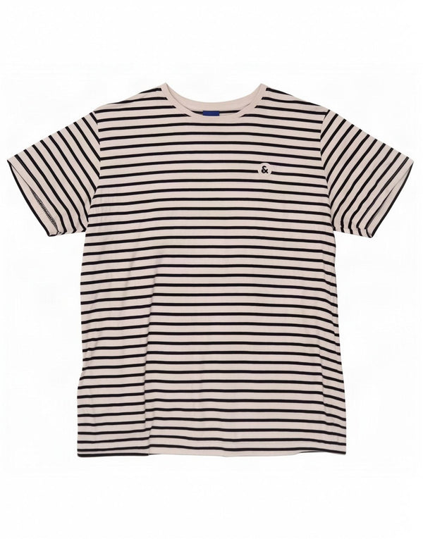 Camiseta masculina Jack & Jones grande algodão listrado branco